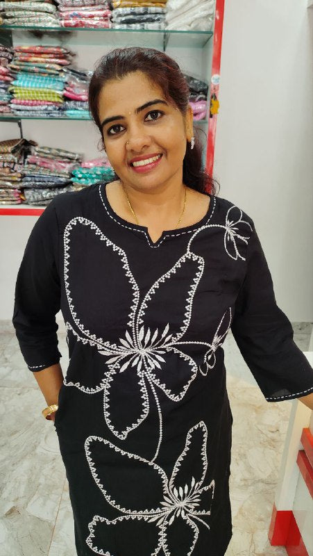 Buy Online Black Rayon Kurthi Set with Embroidery Works – Elegant & Versatile Outfit