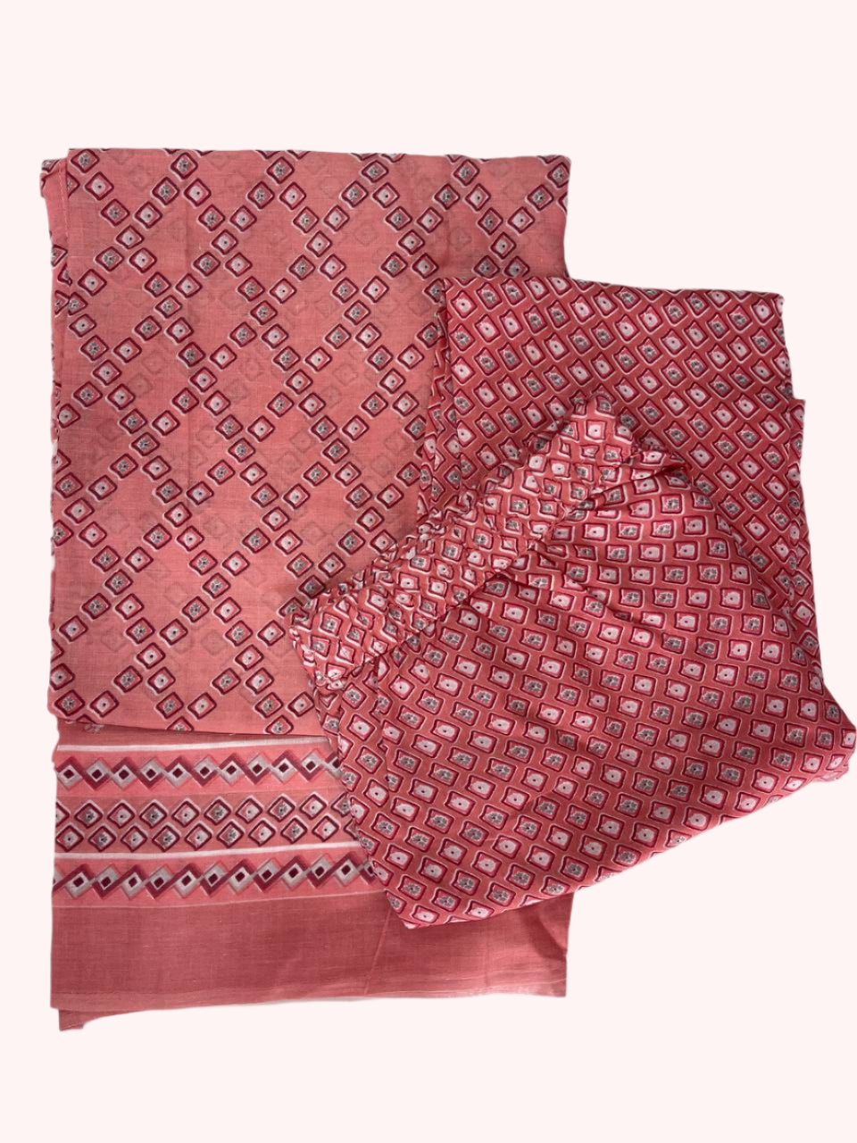 Peach floral cotton churidar pant and duppata