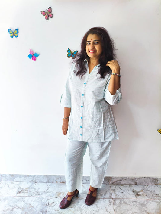 Cyan Cotton Cord Set