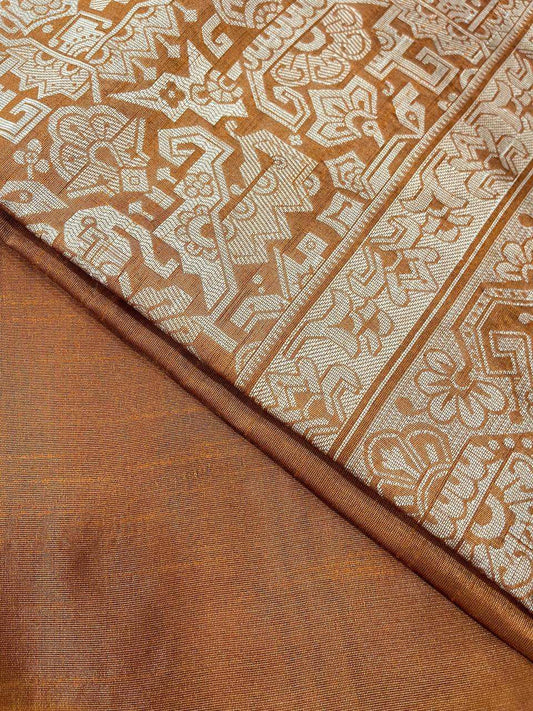 Brown Colour Raw Silk Saree | Rustic Luxury & Timeless Grace