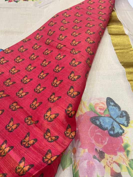 Set Saree | Tissue | All over Butterfly Digital Print