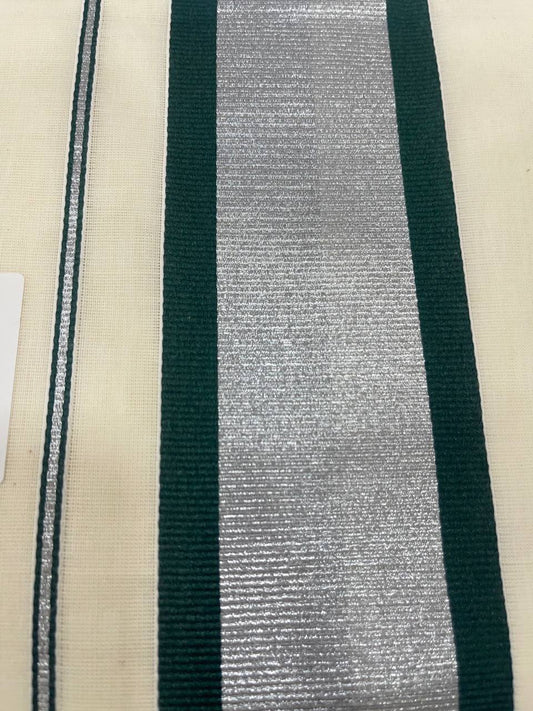 Set Saree | Cotton | Gree Colour-with Silver Zari Boarder