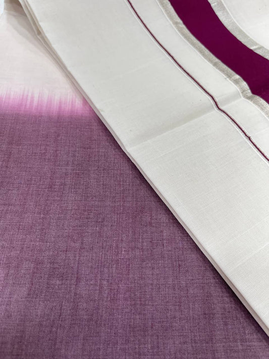 Set Saree | Cotton | Double-Shade With Silver-Zari Boarder