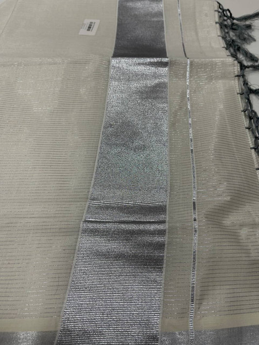 Set Saree | Cotton | Silver-Zari Boarder