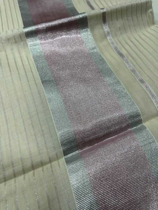 Set Saree | Cotton | Rose & Silver Zari Boarder