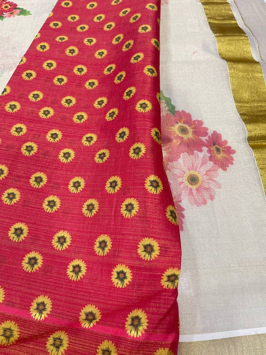 Set Saree | Tissue | All over Flower Digital Print