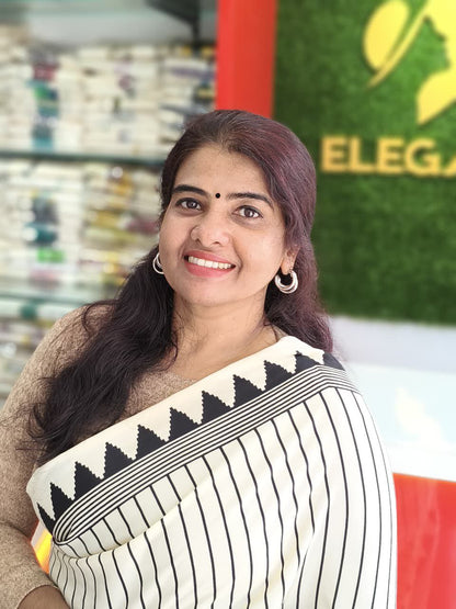 Crepe Silk Saree Cream and Black