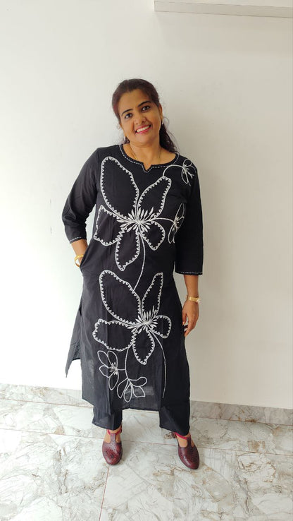 Buy Online Black Rayon Kurthi Set with Embroidery Works – Elegant & Versatile Outfit