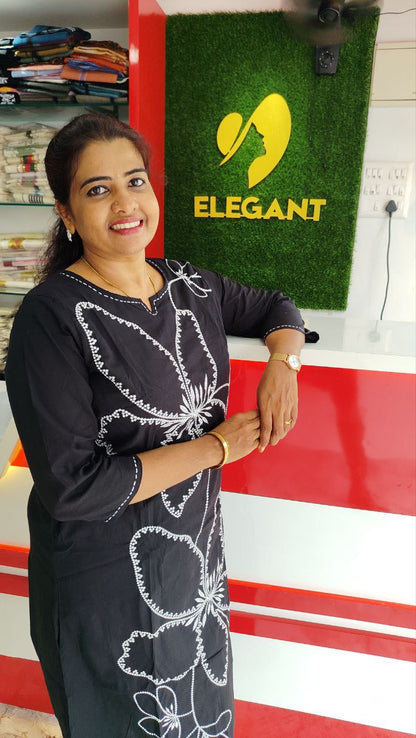 Buy Online Black Rayon Kurthi Set with Embroidery Works – Elegant & Versatile Outfit