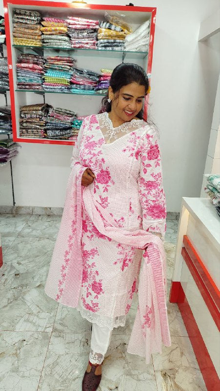 Buy Online Pink Cotton Churidar Set – Elegant, Comfortable & Stylish