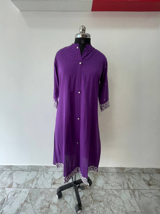 Purple kurthi set top and bottom in cotton fabric