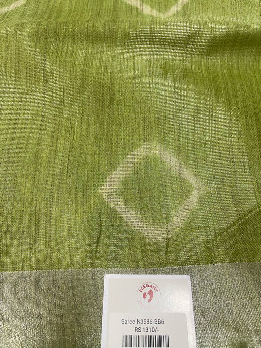 Green colour semi jute silk saree