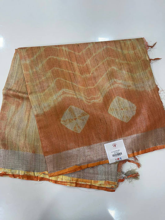 Light brown colour semi jute silk saree
