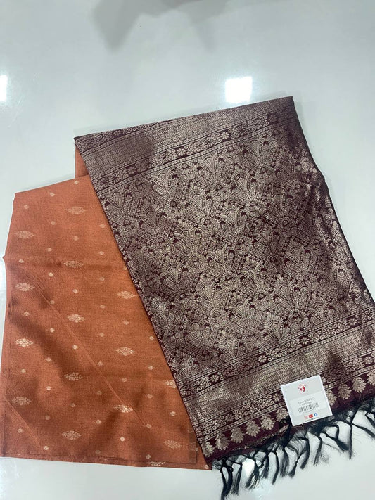 Brown semi silk saree