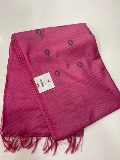 Pink colour semi silk saree