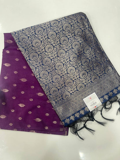Violet semi silk saree