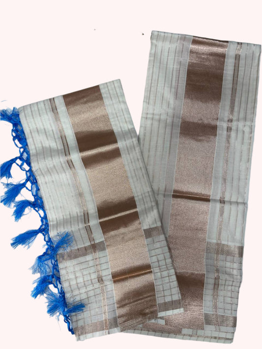 Striped Cotton fabric set mund with blue tassels