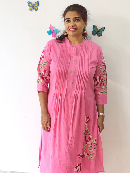 Affordable Pink Cord Set,cotton Embroidery