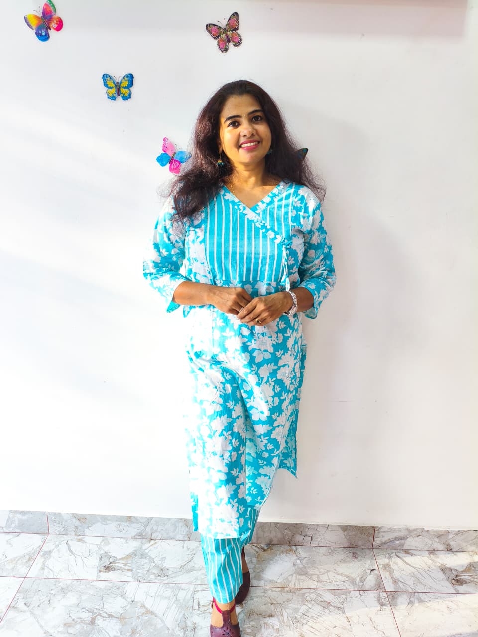 Affordable Sky Blue Cord Set, Pure Jaipur Cotton