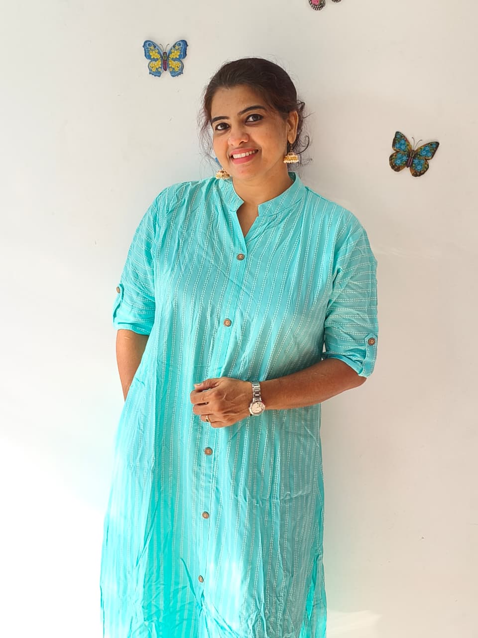 Affordable Ocean Blue Cord Set, Rayon