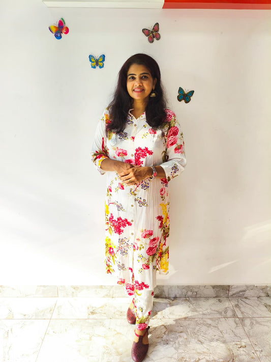 Affordable Floral Cord Set, Rayon