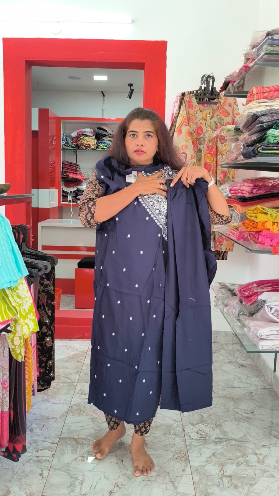 Affordable Navy Blue Cord Set, Rayon