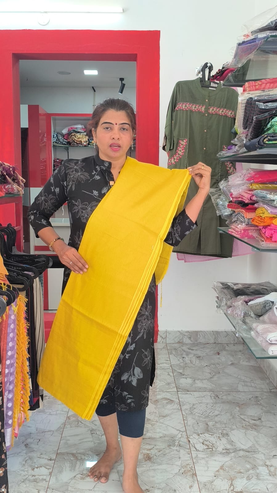 Yellow Mul Tissue Saree