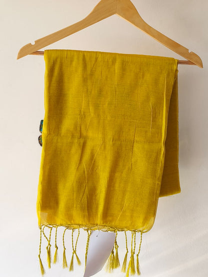 Yellow Mul Tissue Saree