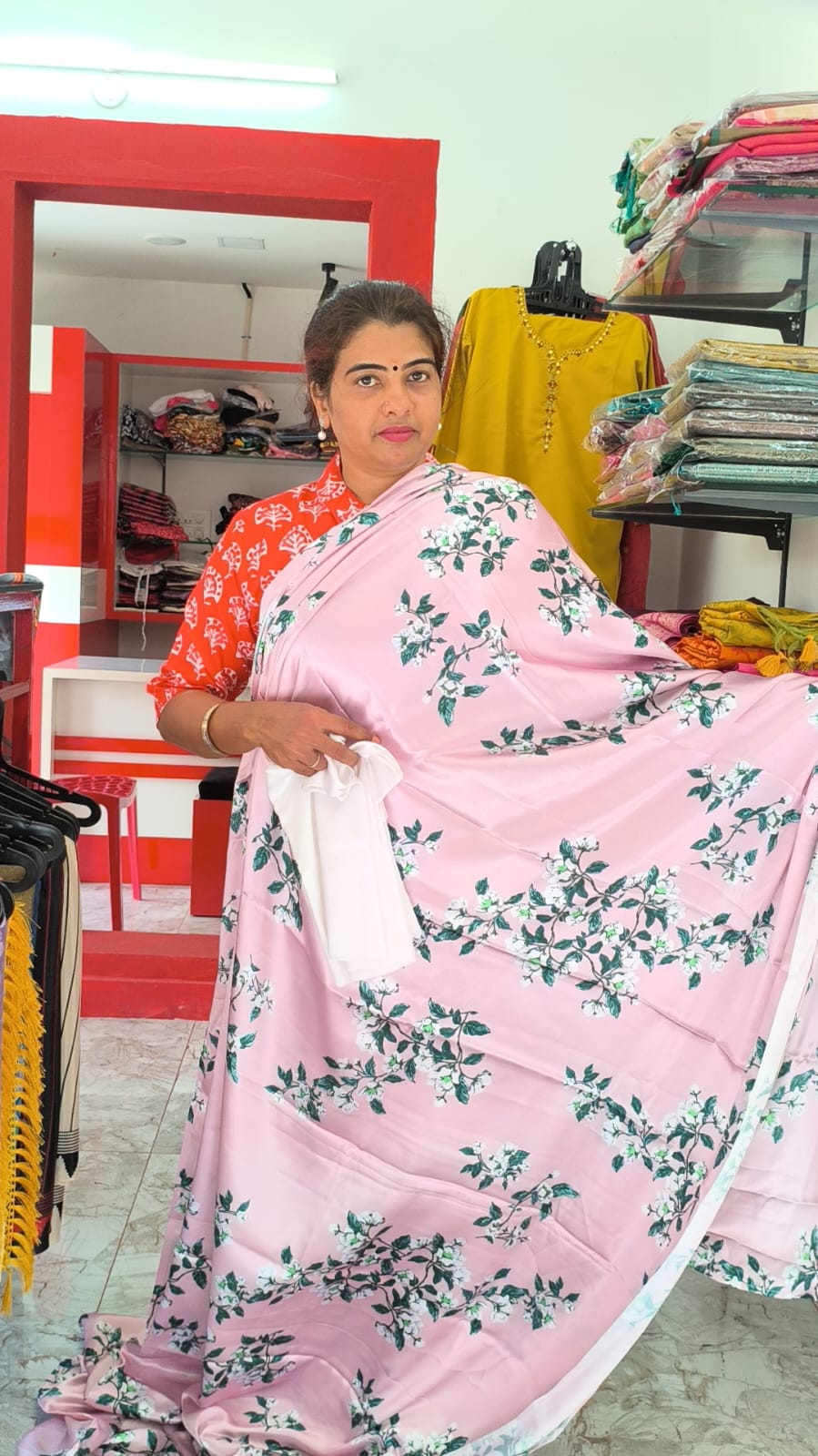 Light Pink Satin Silk Sarees