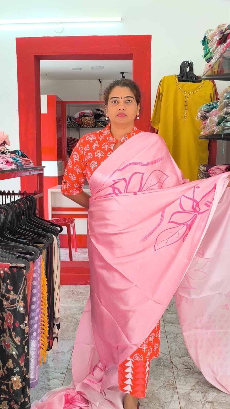 Baby Pink Satin Silk Sarees
