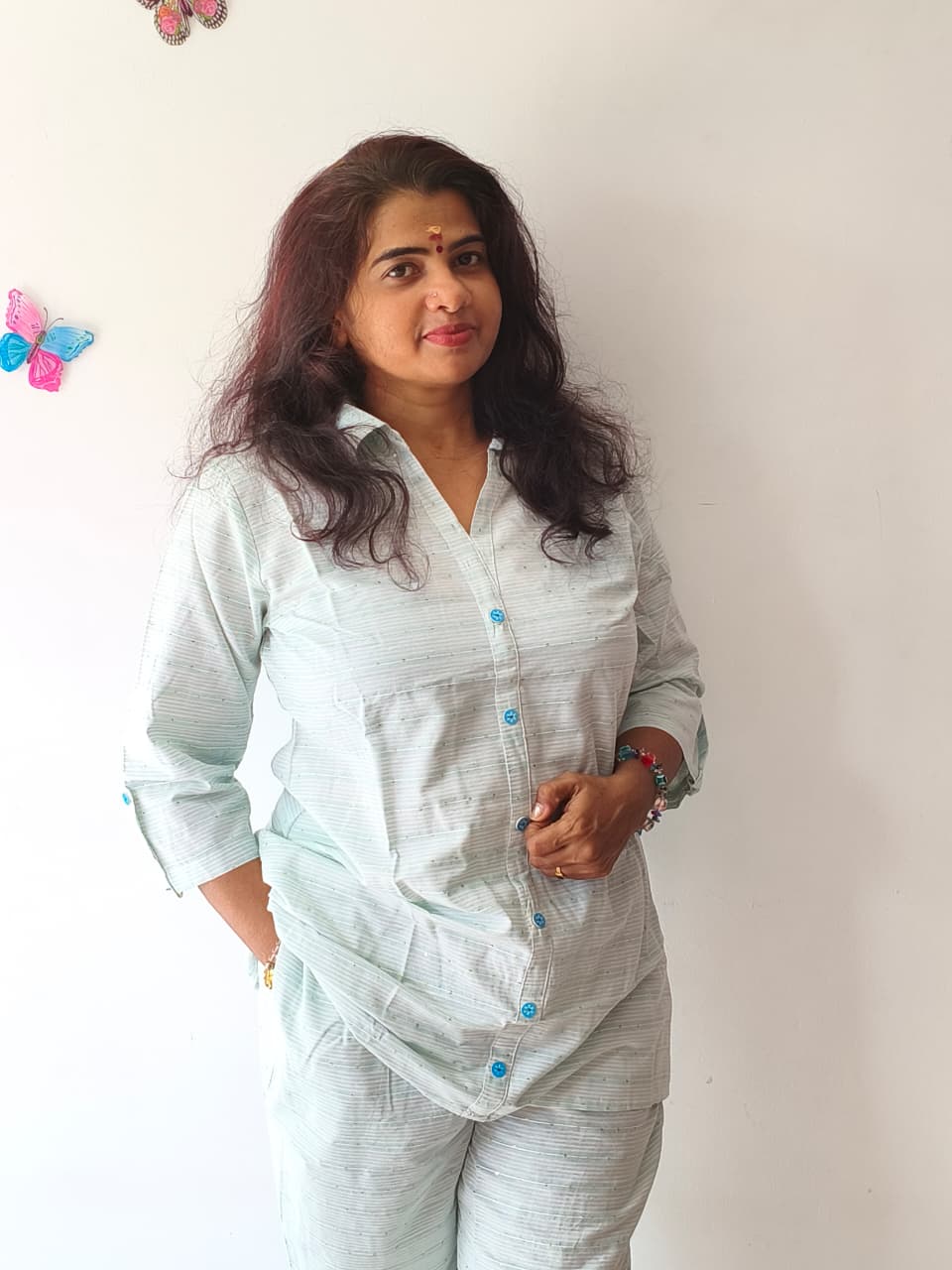 Cyan Cotton Cord Set