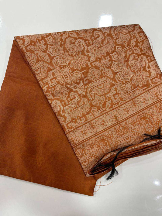 Brown Colour Raw Silk Saree | Rustic Luxury & Timeless Grace