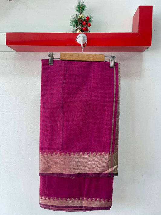 Pink soft silk saree with silver zari boarder
