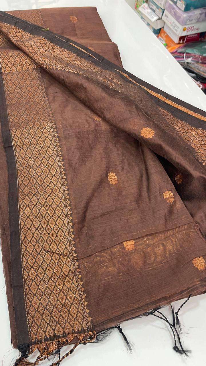 Brown Maheshwari Cotton Saree