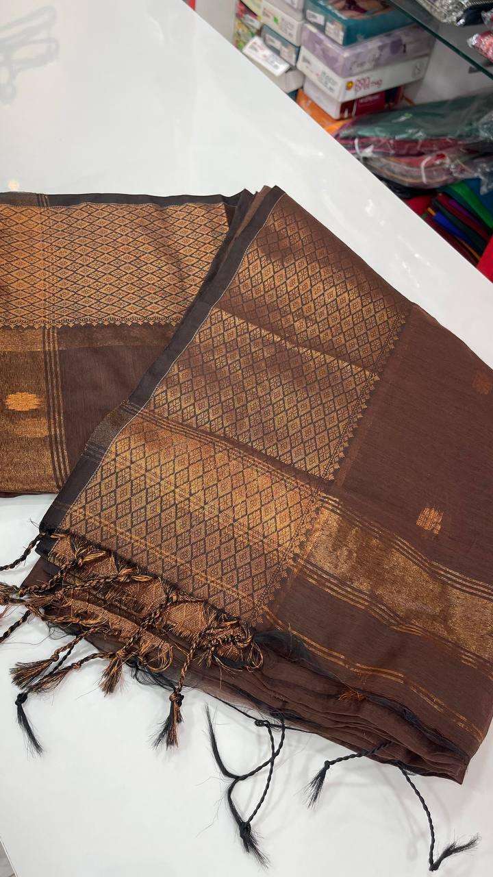 Brown Maheshwari Cotton Saree