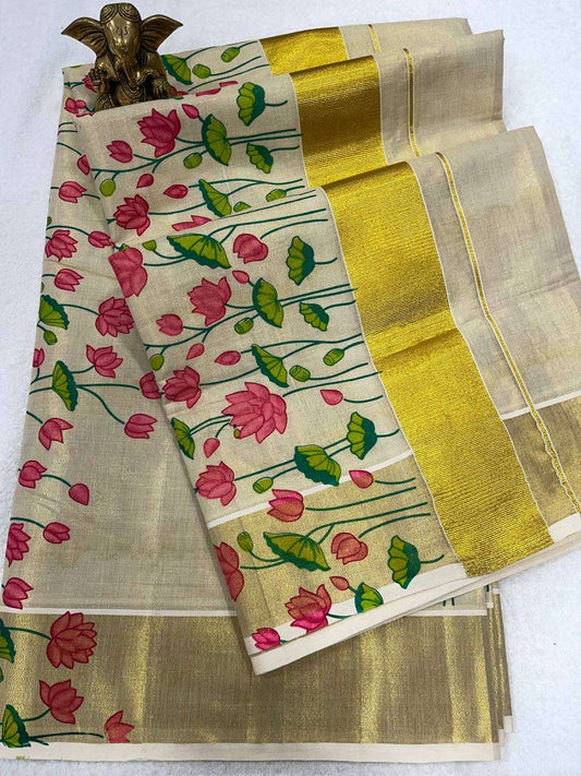Tissue Set Saree Lotus Design – A Masterpiece of Elegance and Craftsmanship