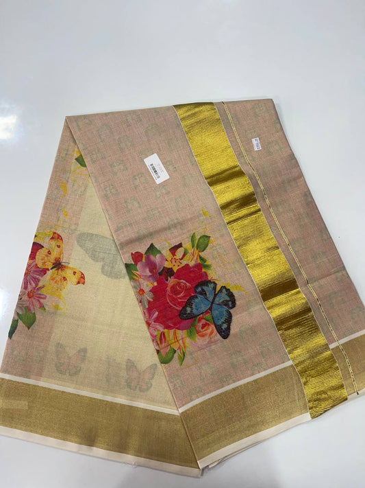Set Saree | Tissue | All over Butterfly Digital Print