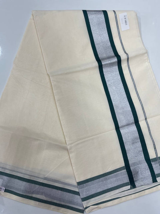 Set Saree | Cotton | Gree Colour-with Silver Zari Boarder