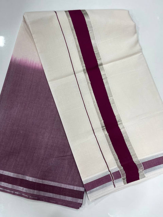 Set Saree | Cotton | Double-Shade With Silver-Zari Boarder