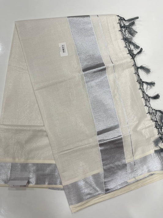 Set Saree | Cotton | Silver-Zari Boarder