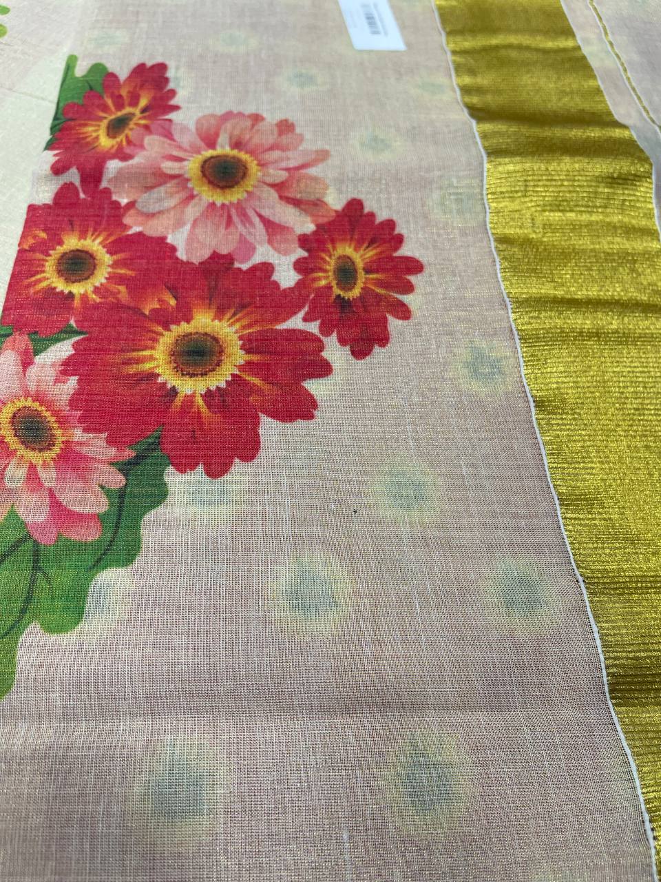 Set Saree | Tissue | All over Flower Digital Print