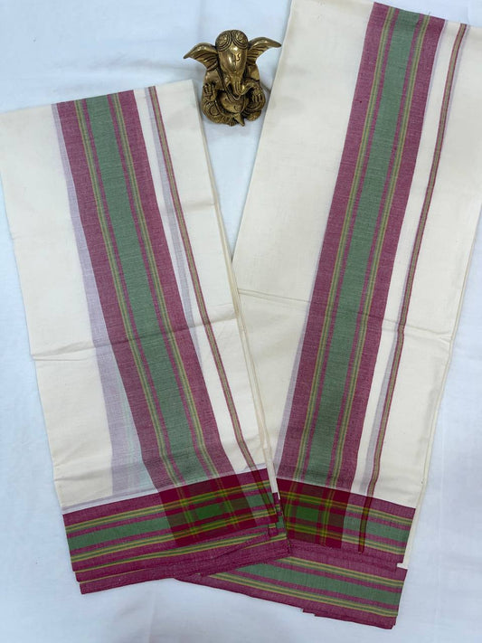 Cotton set mund with green and maroon stripes
